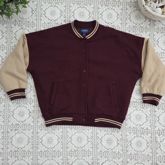 Arizona Jean Company Jackets & Blazers - Arizona Jean Company Maroon and Tan Varsity Jacket Size M